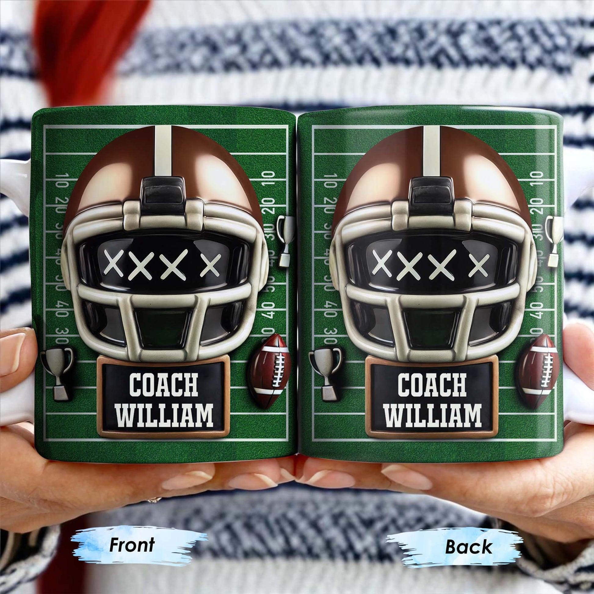 Celebrate the Best Coach with this Football Helmet, Football and Trophy