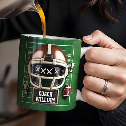 Celebrate the Best Coach with this Football Helmet, Football and Trophy
