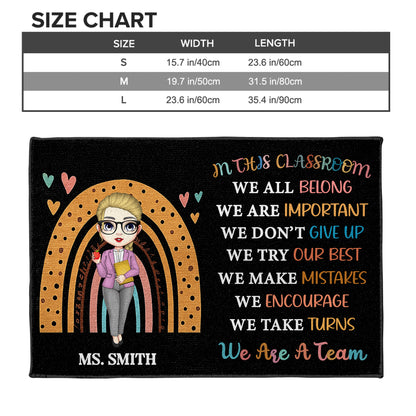 In This Classroom We All Belong, Educational Doormat - Personalized Custom Doormat - TEACH037_DRM