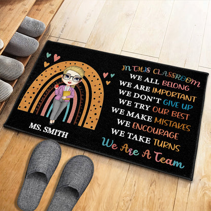 In This Classroom We All Belong, Educational Doormat - Personalized Custom Doormat - TEACH037_DRM