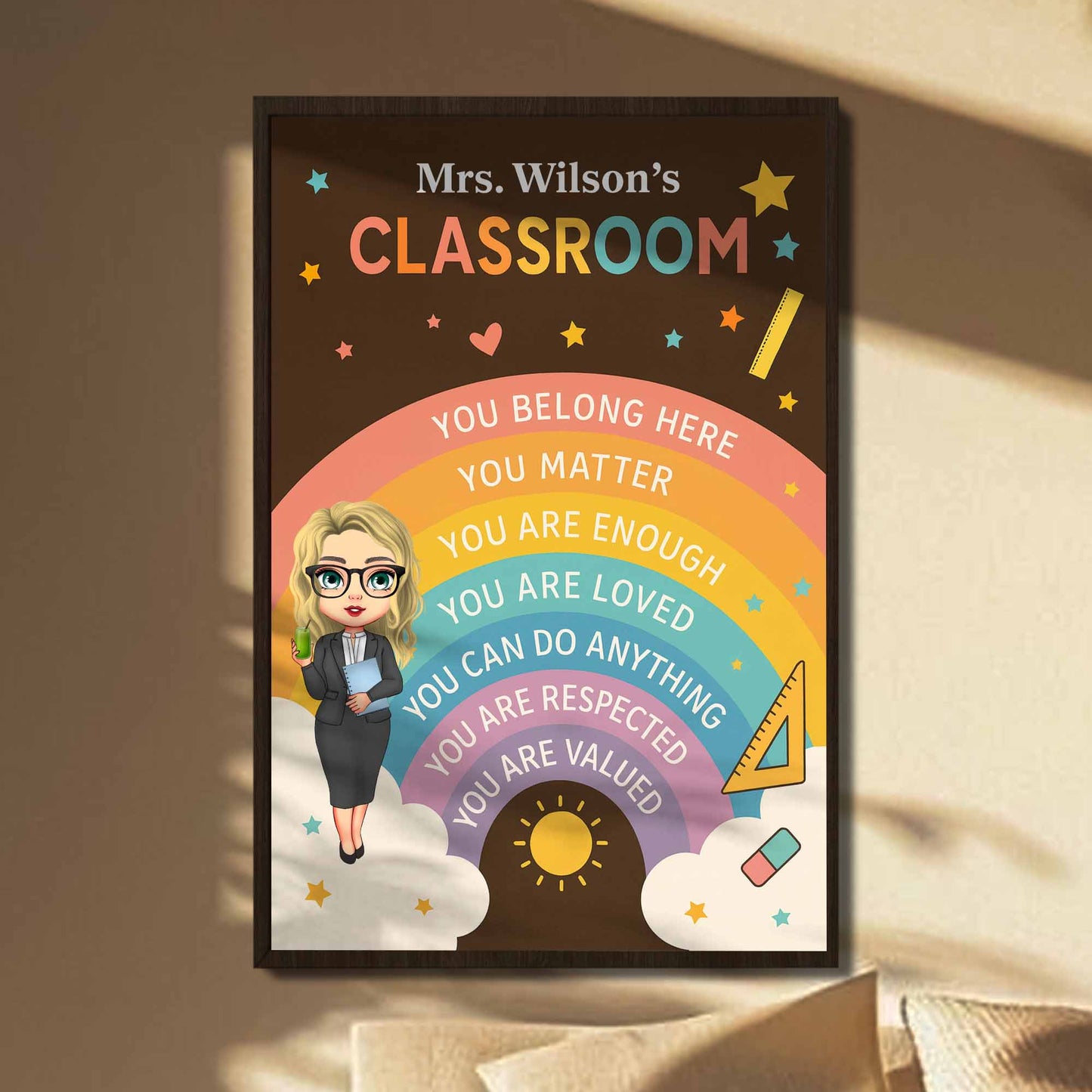 You Belong Here, Teacher Appreciation Classroom Poster - Personalized Custom Vertical Poster - TEACH046_VPOS