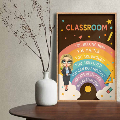 You Belong Here, Teacher Appreciation Classroom Poster - Personalized Custom Vertical Poster - TEACH046_VPOS