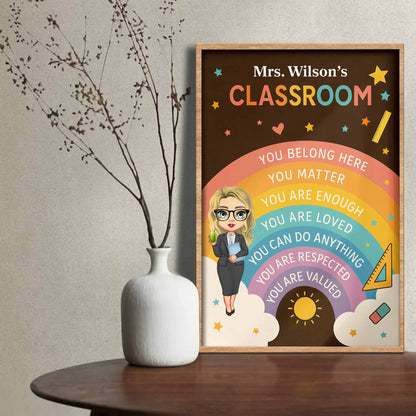 You Belong Here, Teacher Appreciation Classroom Poster - Personalized Custom Vertical Poster - TEACH046_VPOS