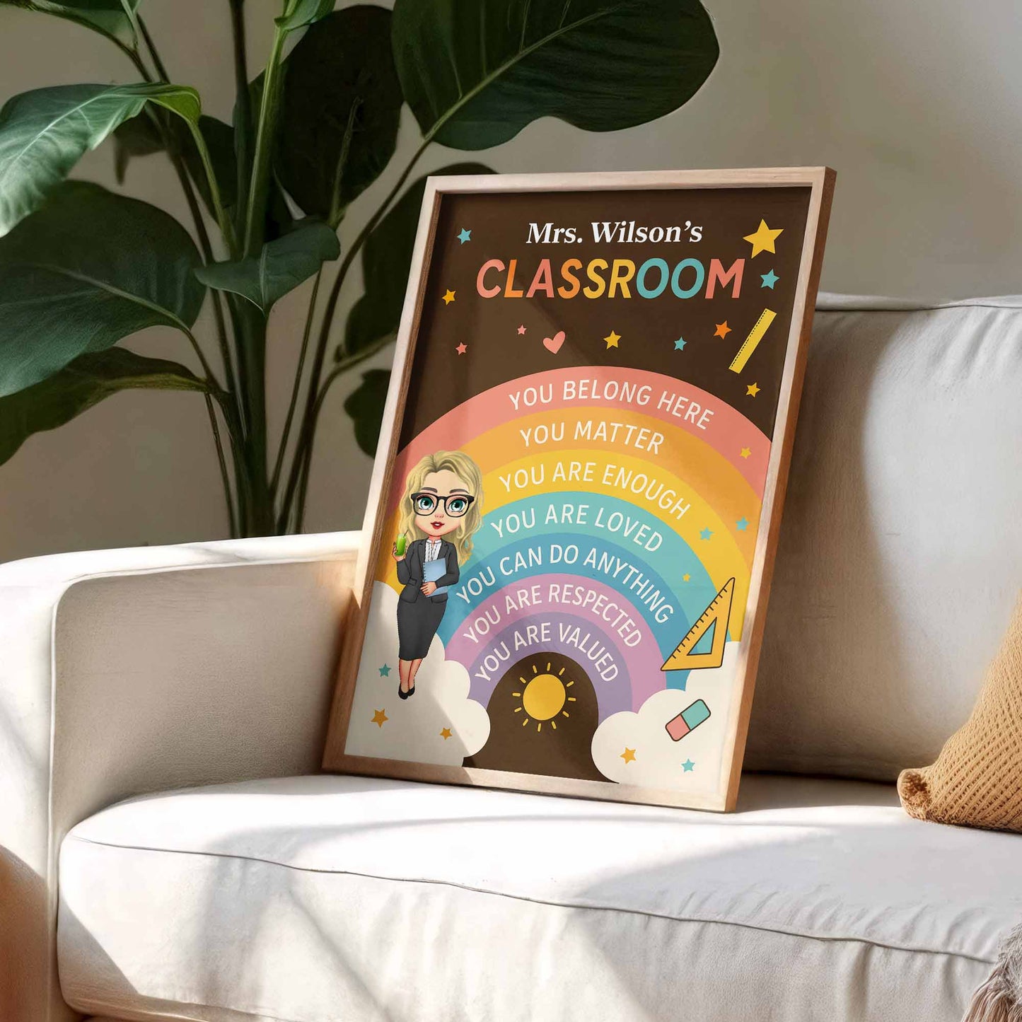 You Belong Here, Teacher Appreciation Classroom Poster - Personalized Custom Vertical Poster - TEACH046_VPOS