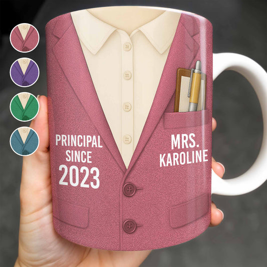 Principal Since [Year] Shirt And Tie Design - Personalized Custom Coffee Mug - TEACH053_MG
