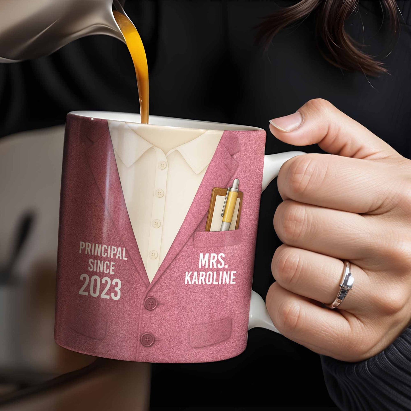 Principal Since [Year] Shirt And Tie Design - Personalized Custom Coffee Mug - TEACH053_MG