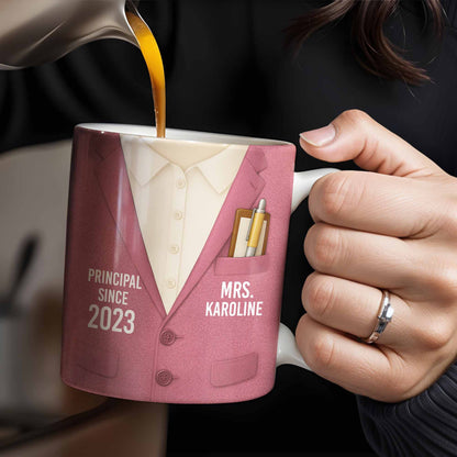 Principal Since [Year] Shirt And Tie Design - Personalized Custom Coffee Mug - TEACH053_MG