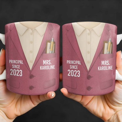 Principal Since [Year] Shirt And Tie Design - Personalized Custom Coffee Mug - TEACH053_MG