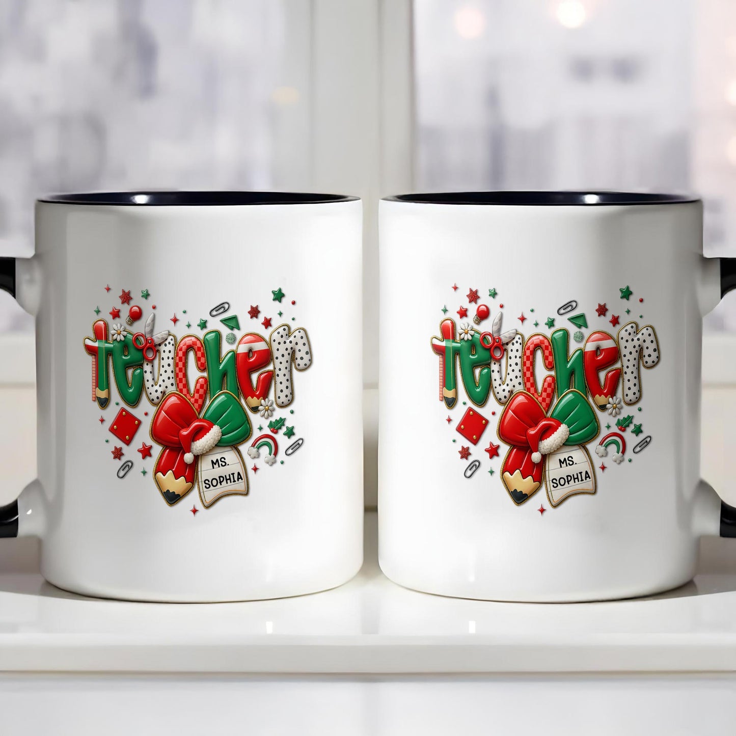 To My Teacher, Thank You For Making A Difference - Personalized Custom Accent Mug - TEACH060_AMUG