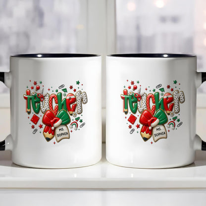 To My Teacher, Thank You For Making A Difference - Personalized Custom Accent Mug - TEACH060_AMUG