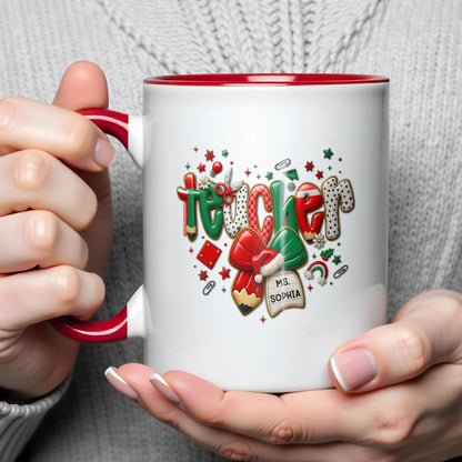 To My Teacher, Thank You For Making A Difference - Personalized Custom Accent Mug - TEACH060_AMUG