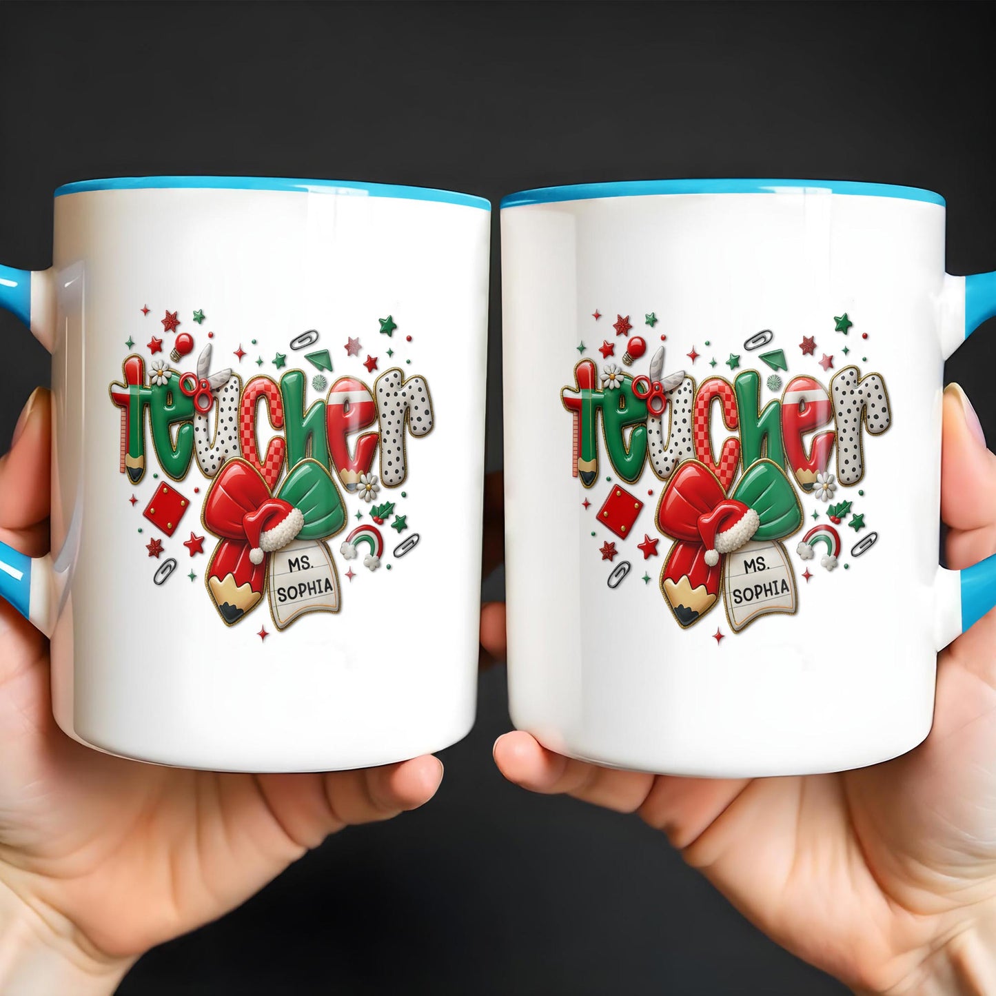 To My Teacher, Thank You For Making A Difference - Personalized Custom Accent Mug - TEACH060_AMUG