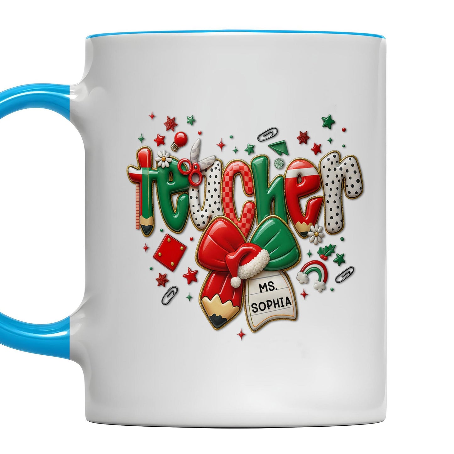To My Teacher, Thank You For Making A Difference - Personalized Custom Accent Mug - TEACH060_AMUG