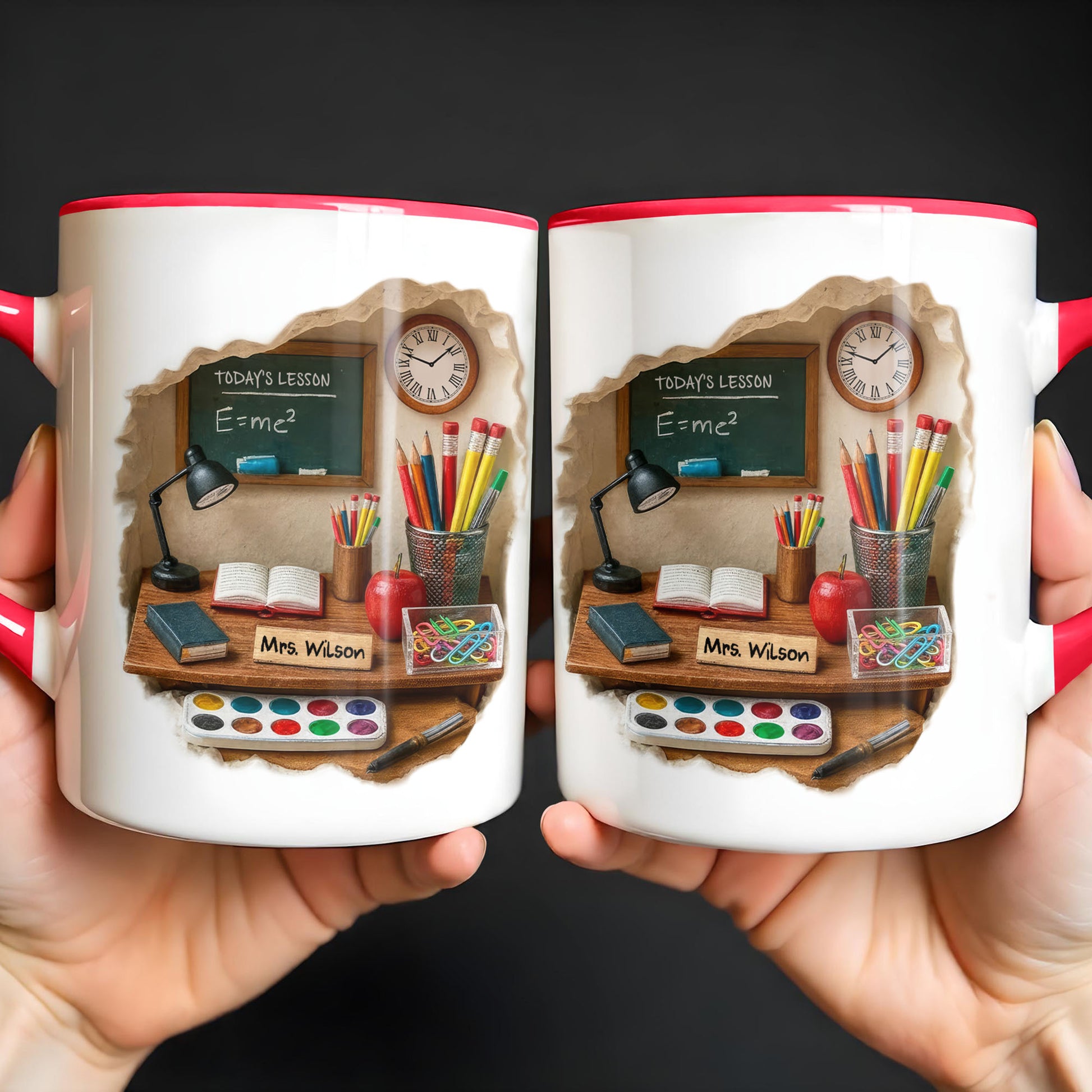 Today’s Lesson E=mc2, Chalkboard And School Supplies