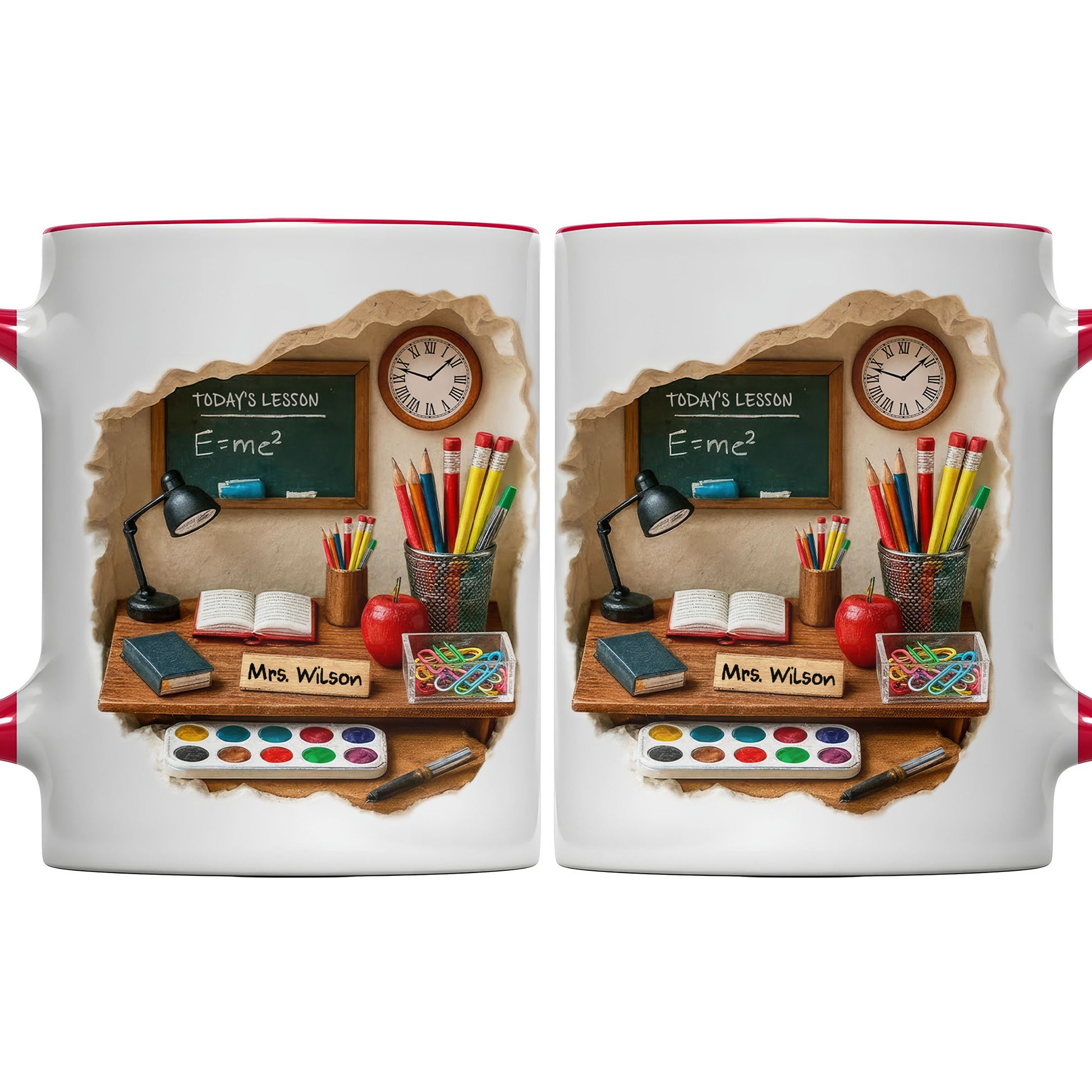 Today’s Lesson E=mc2, Chalkboard And School Supplies