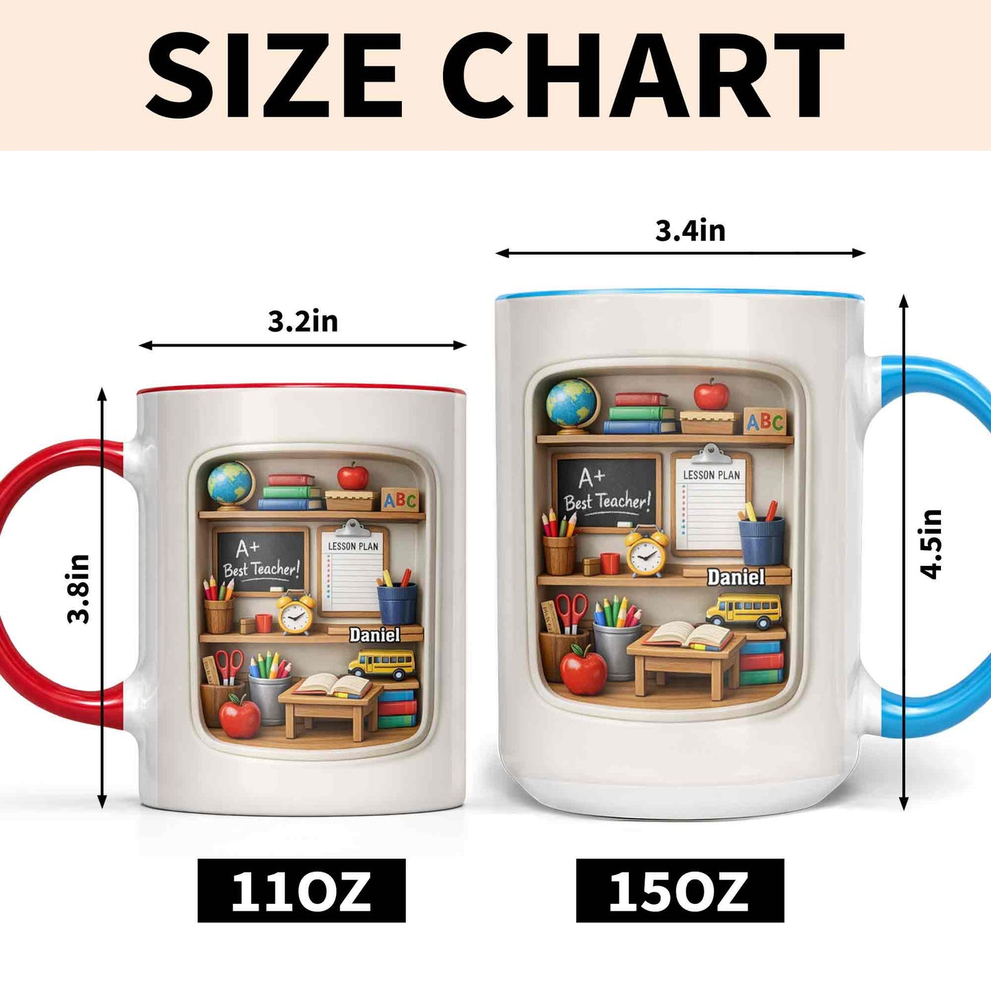 A+ Best Teacher Bookshelf With Apple And School Bus