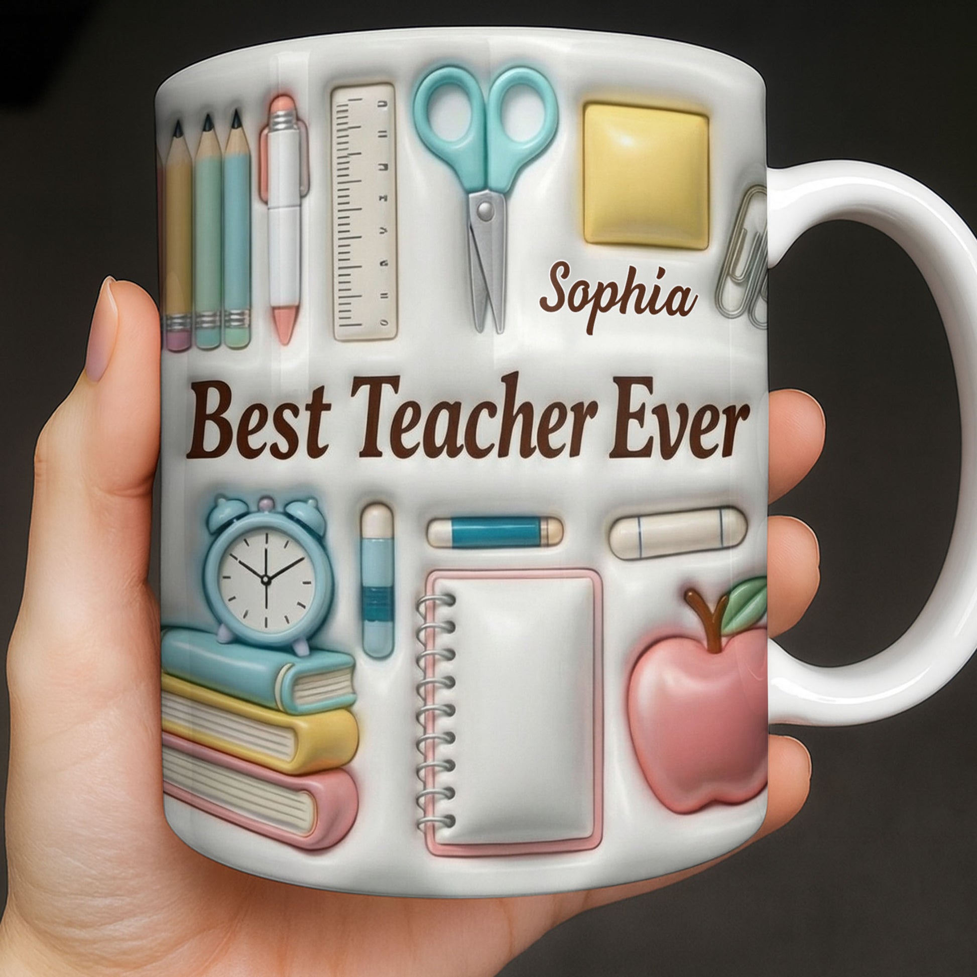 Best Teacher Ever With School Supplies Design