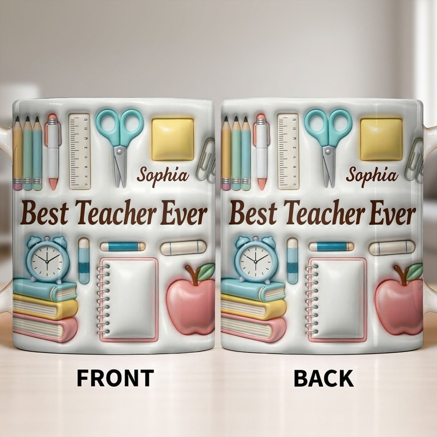 Best Teacher Ever With School Supplies Design