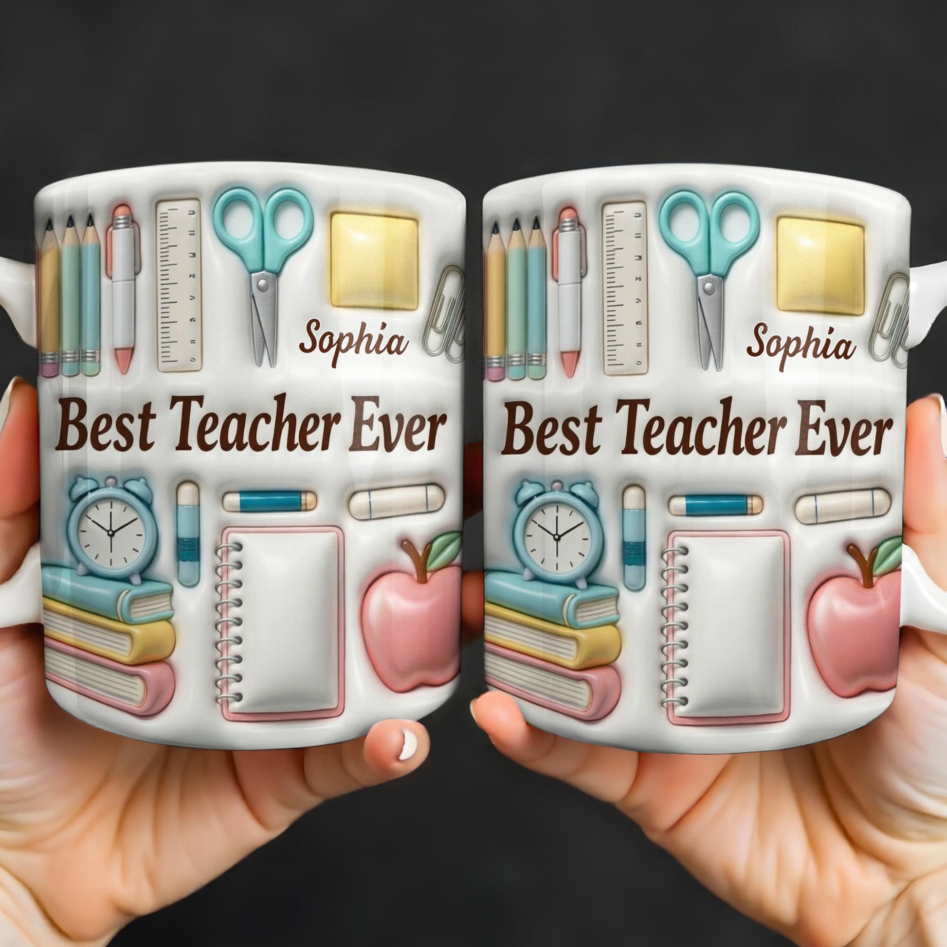 Best Teacher Ever With School Supplies Design