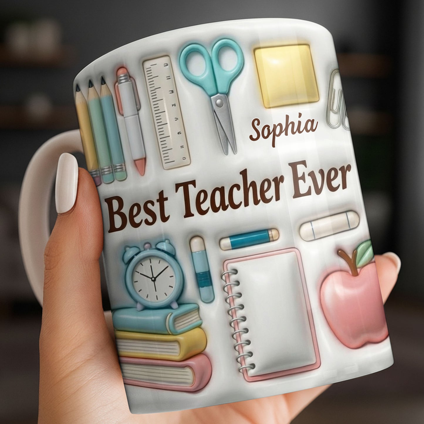 Best Teacher Ever With School Supplies Design