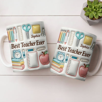 Best Teacher Ever With School Supplies Design
