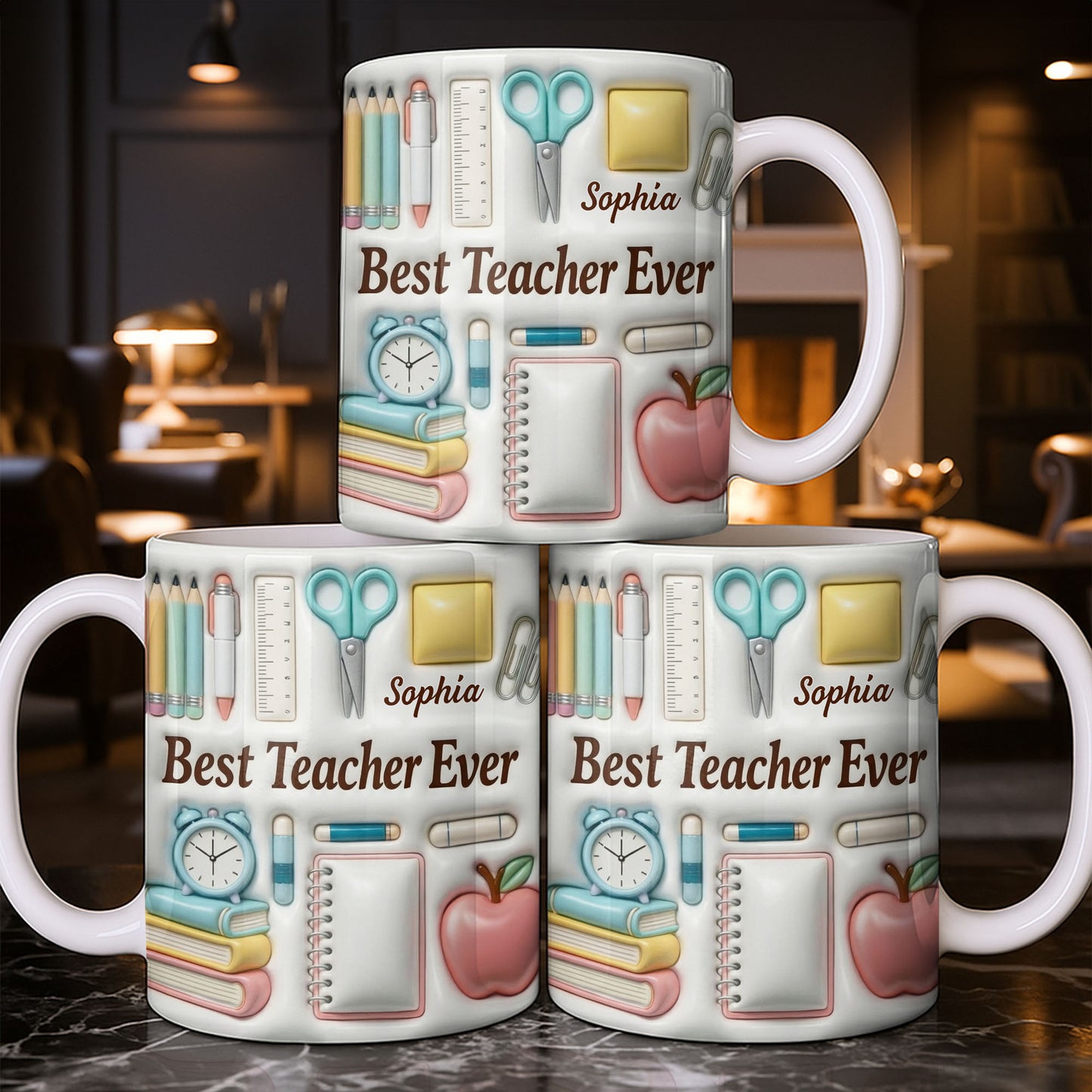 Best Teacher Ever With School Supplies Design