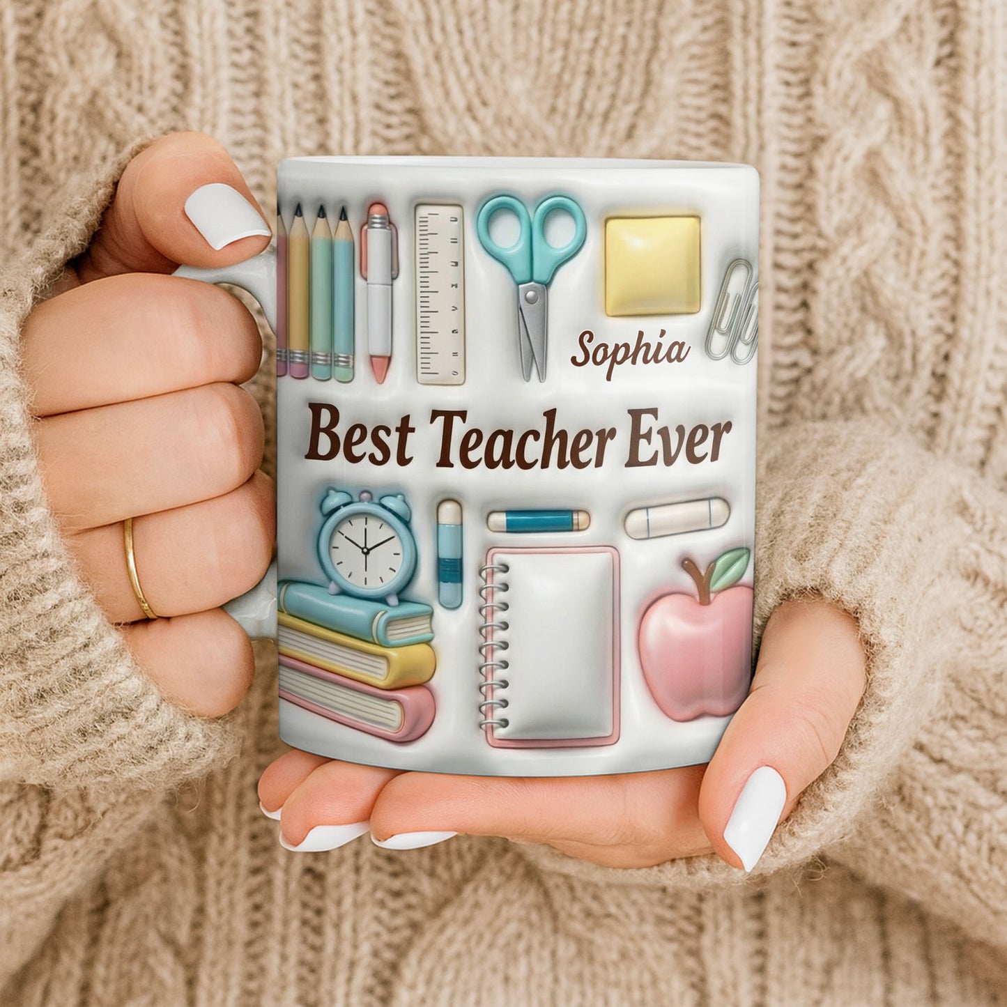 Best Teacher Ever With School Supplies Design