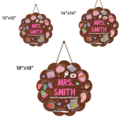 Speech Language Pathologist With Articulation And Voice Icons Wood Sign - Personalized Custom Shaped Wood Sign - TEACH075_WSIGN