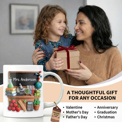 My Classroom Science Teacher With Microscope And Blackboard - Personalized Custom Coffee Mug - TEACH133_MG