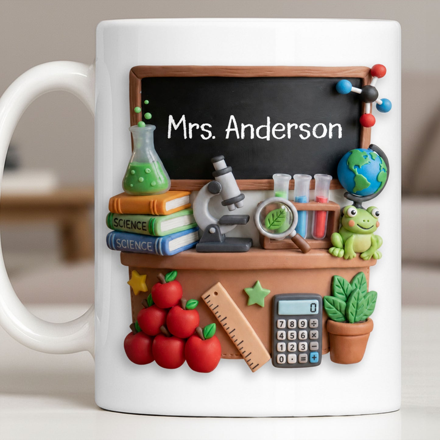 My Classroom Science Teacher With Microscope And Blackboard - Personalized Custom Coffee Mug - TEACH133_MG