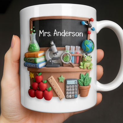 My Classroom Science Teacher With Microscope And Blackboard - Personalized Custom Coffee Mug - TEACH133_MG