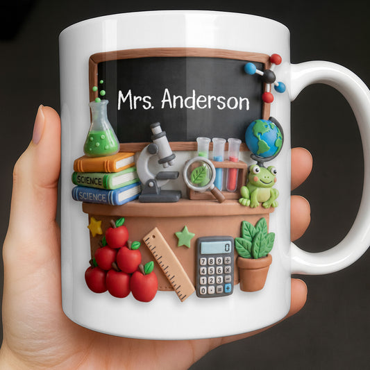 My Classroom Science Teacher With Microscope And Blackboard - Personalized Custom Coffee Mug - TEACH133_MG