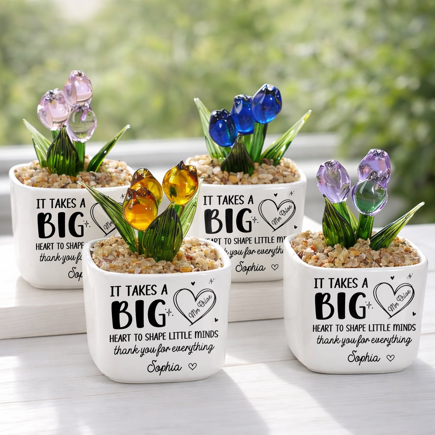 It Takes A Big Heart To Shape Little Minds Tulip Flowers - Personalized Custom Glass Everlasting Tulips - TEACH162_GLATU