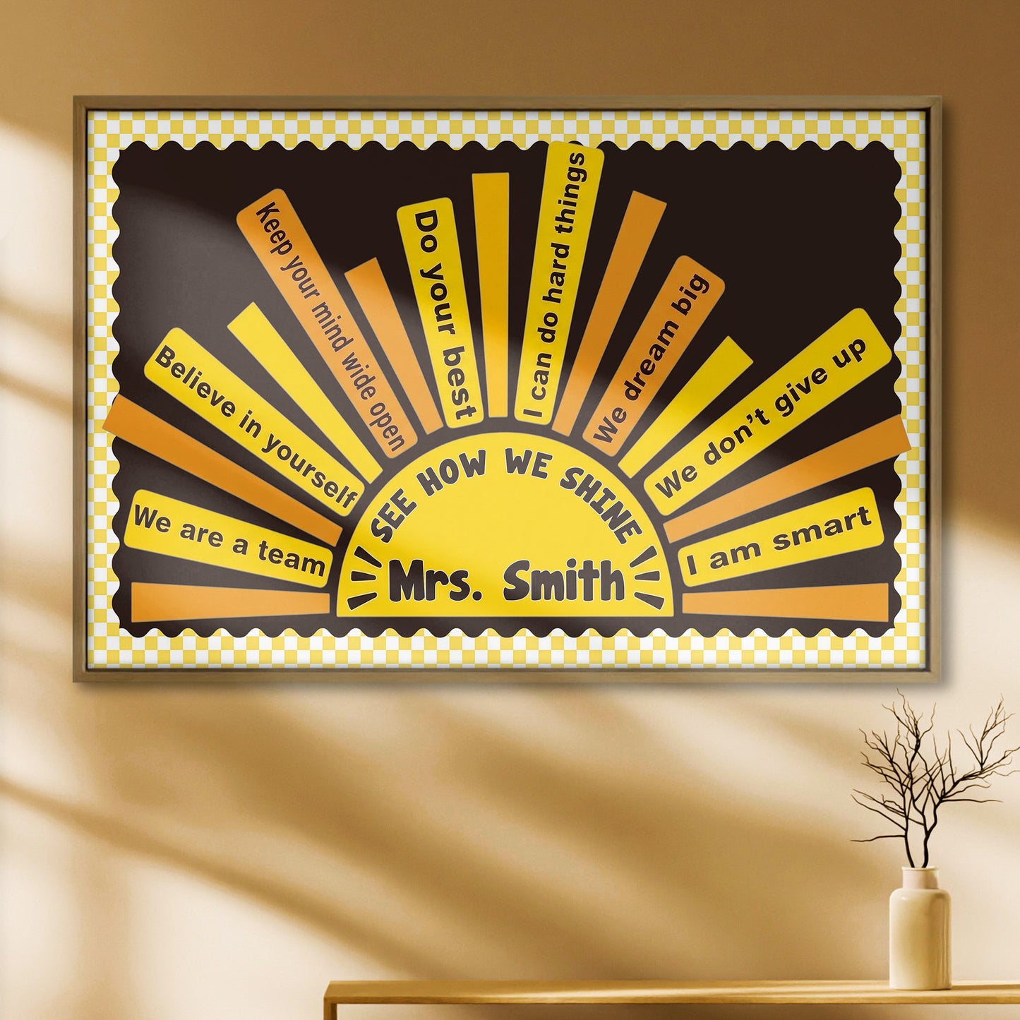 See How We Shine Motivational Classroom Sun Rays And Affirmations - Personalized Custom Horizontal Poster - TEACH167_HPOS