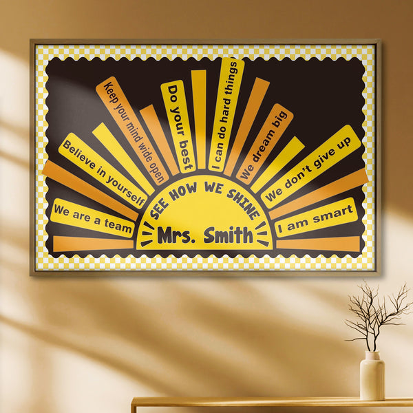 See How We Shine Motivational Classroom Sun Rays And Affirmations - Personalized Custom Horizontal Poster - TEACH167_HPOS