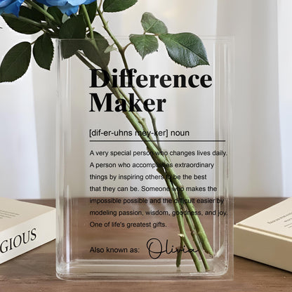 Difference Maker Definition Appreciation Gift Minimalist Design - Personalized Acrylic Book Vase - TEACH283_ABOVA