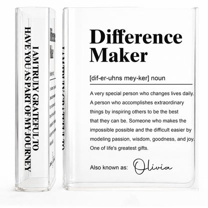 Difference Maker Definition Appreciation Gift Minimalist Design - Personalized Acrylic Book Vase - TEACH283_ABOVA