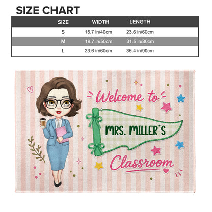 Welcome To My Classroom Teacher Pennant Flag And Stars - Personalized Custom Doormat - TEACH321_DRM