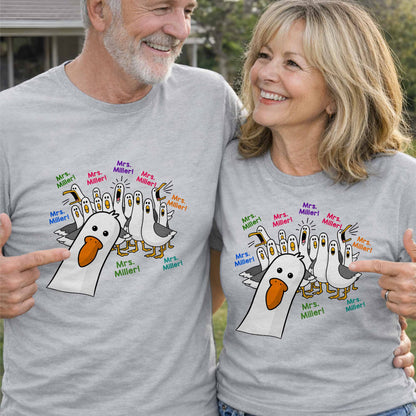 My Teacher Custom Goose Teacher With Honking Geese Graphic - Personalized Custom Unisex T-shirt, Hoodie - TEACH362_WBAS
