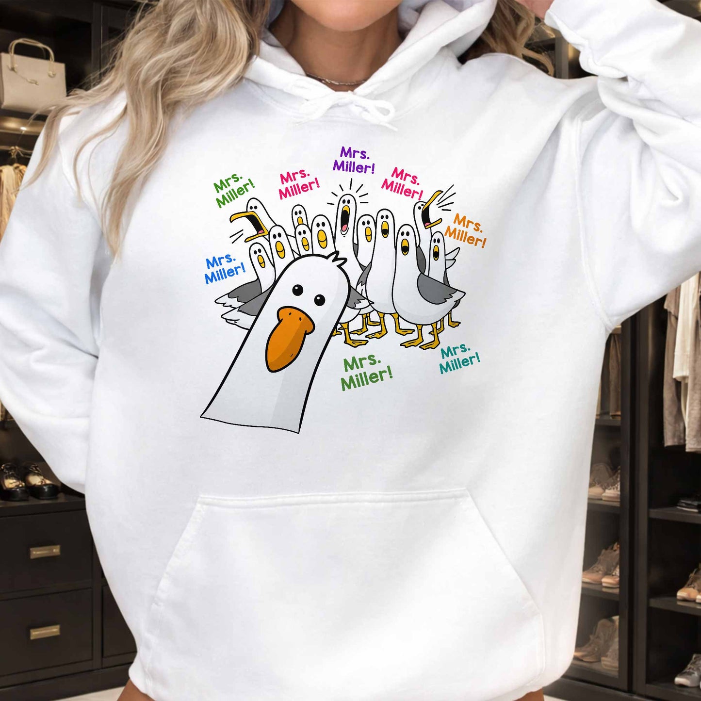 My Teacher Custom Goose Teacher With Honking Geese Graphic - Personalized Custom Unisex T-shirt, Hoodie - TEACH362_WBAS