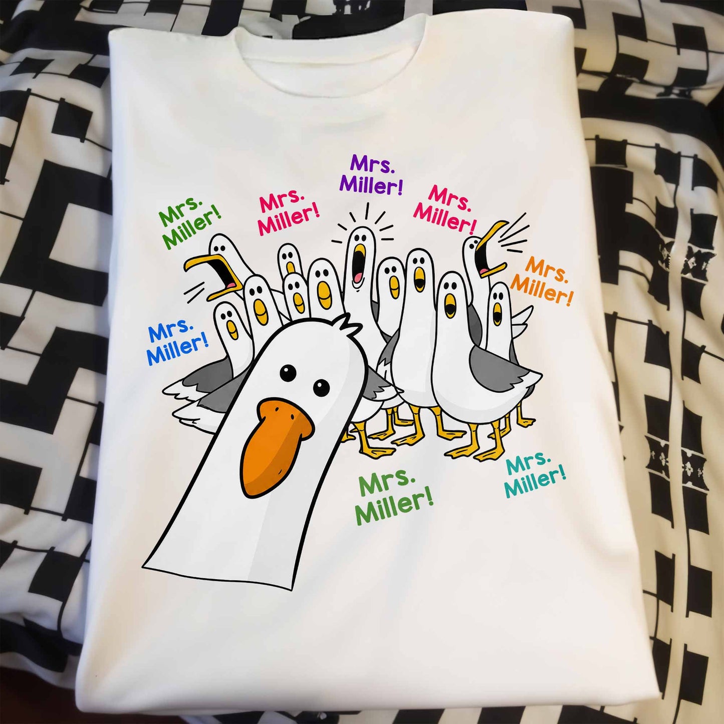 My Teacher Custom Goose Teacher With Honking Geese Graphic - Personalized Custom Unisex T-shirt, Hoodie - TEACH362_WBAS