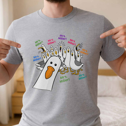 My Teacher Custom Goose Teacher With Honking Geese Graphic - Personalized Custom Unisex T-shirt, Hoodie - TEACH362_WBAS