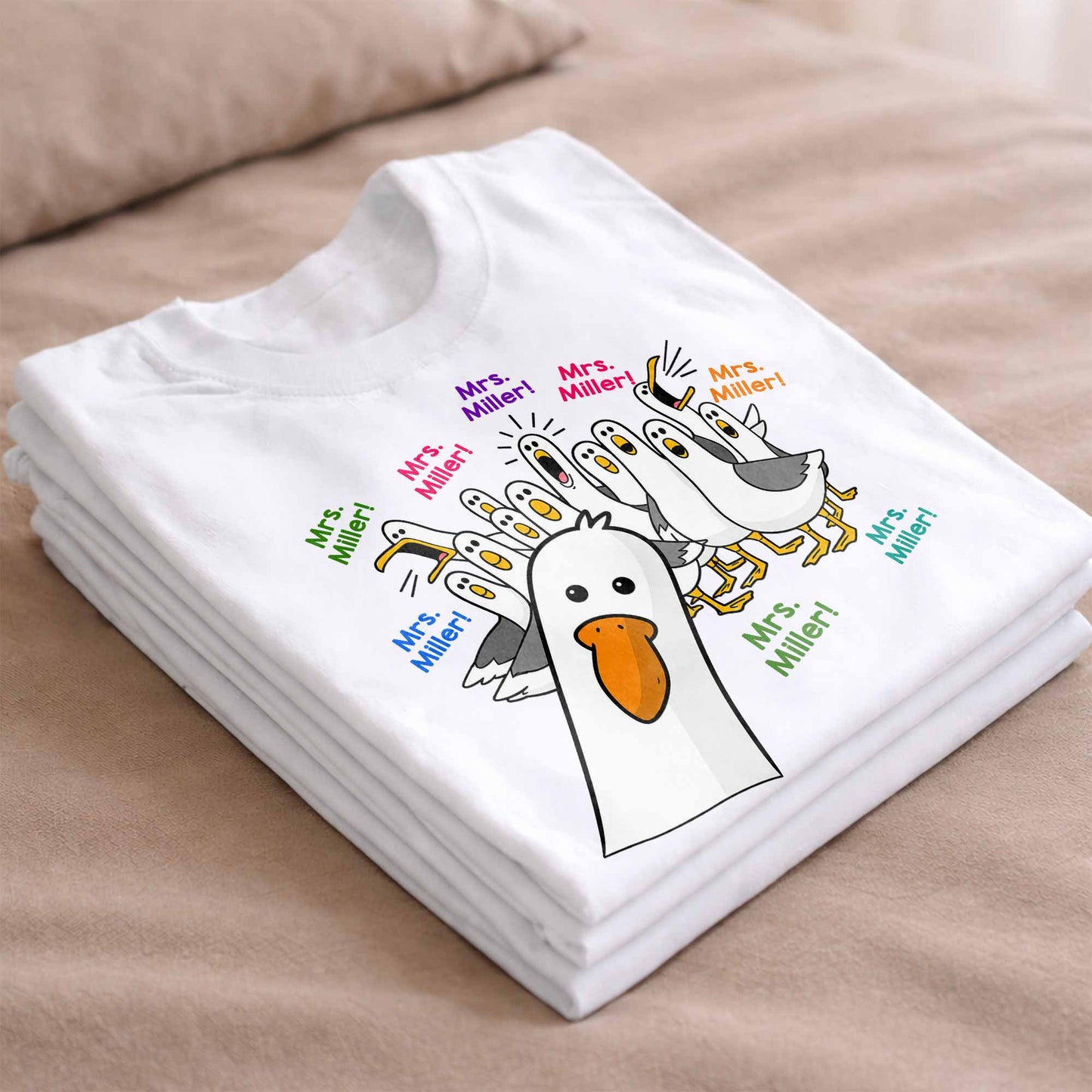 My Teacher Custom Goose Teacher With Honking Geese Graphic - Personalized Custom Unisex T-shirt, Hoodie - TEACH362_WBAS