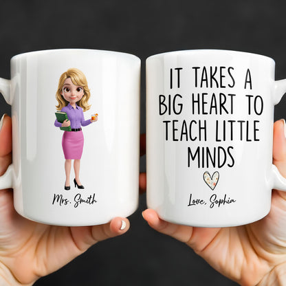 Dedicated Teacher With Favorite Drink And Book Custom Art - Personalized Custom Coffee Mug - TEACH369_MG