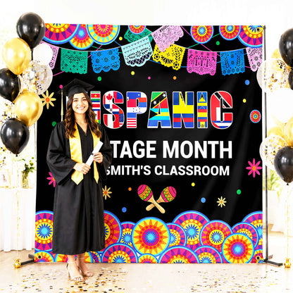 Hispanic Heritage Month My Classroom With Flags And Maracas - Personalized Backdrop - TEACH419_BADRO