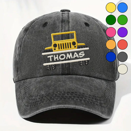 Custom Adventure Awaits Jeep Design - Personalized Custom Washed Denim Cap - TRUCK001_WDCAP