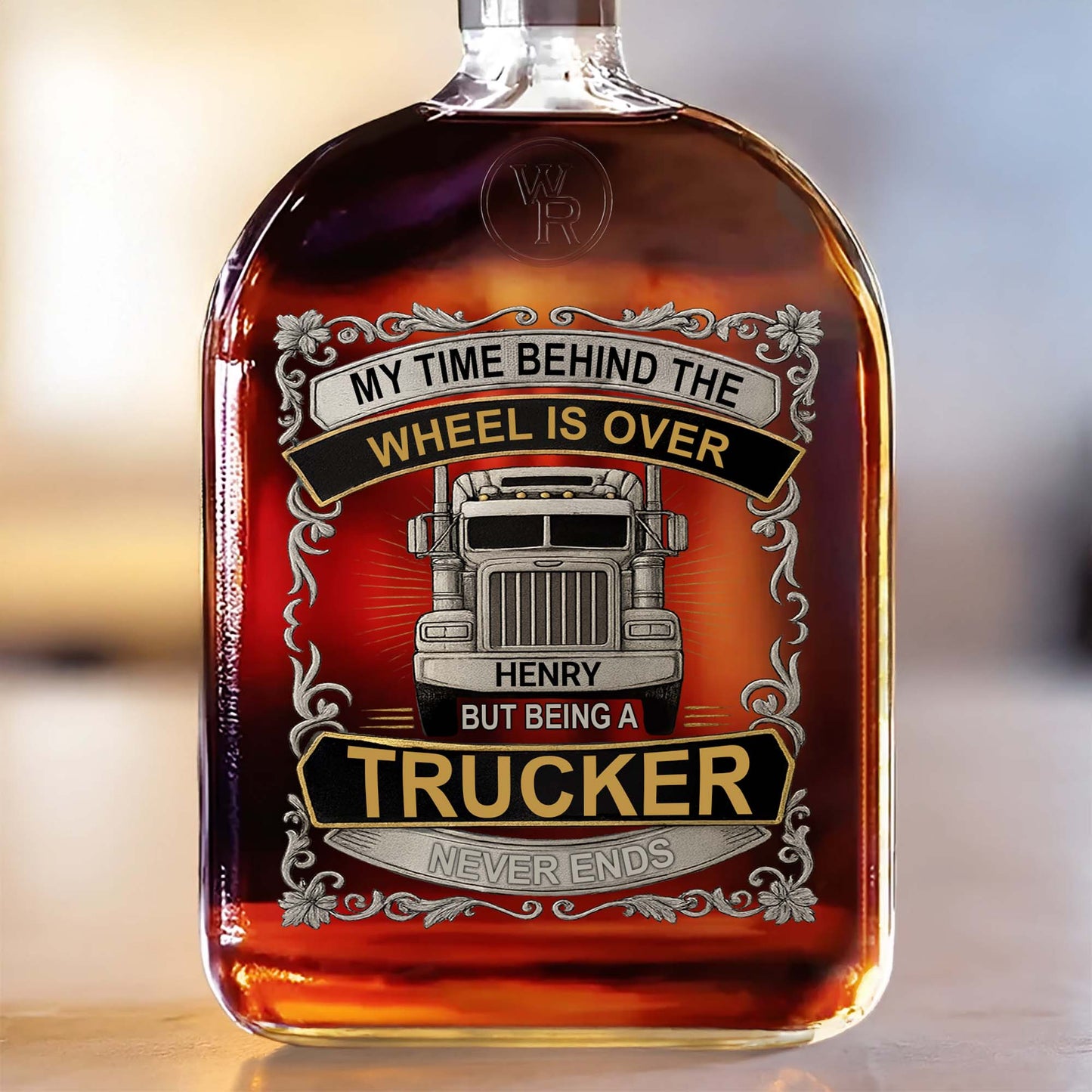 My Time Behind The Wheels Is Over, Truck Design - Personalized Custom Whiskey Bottle - TRUCK002_WHIBO
