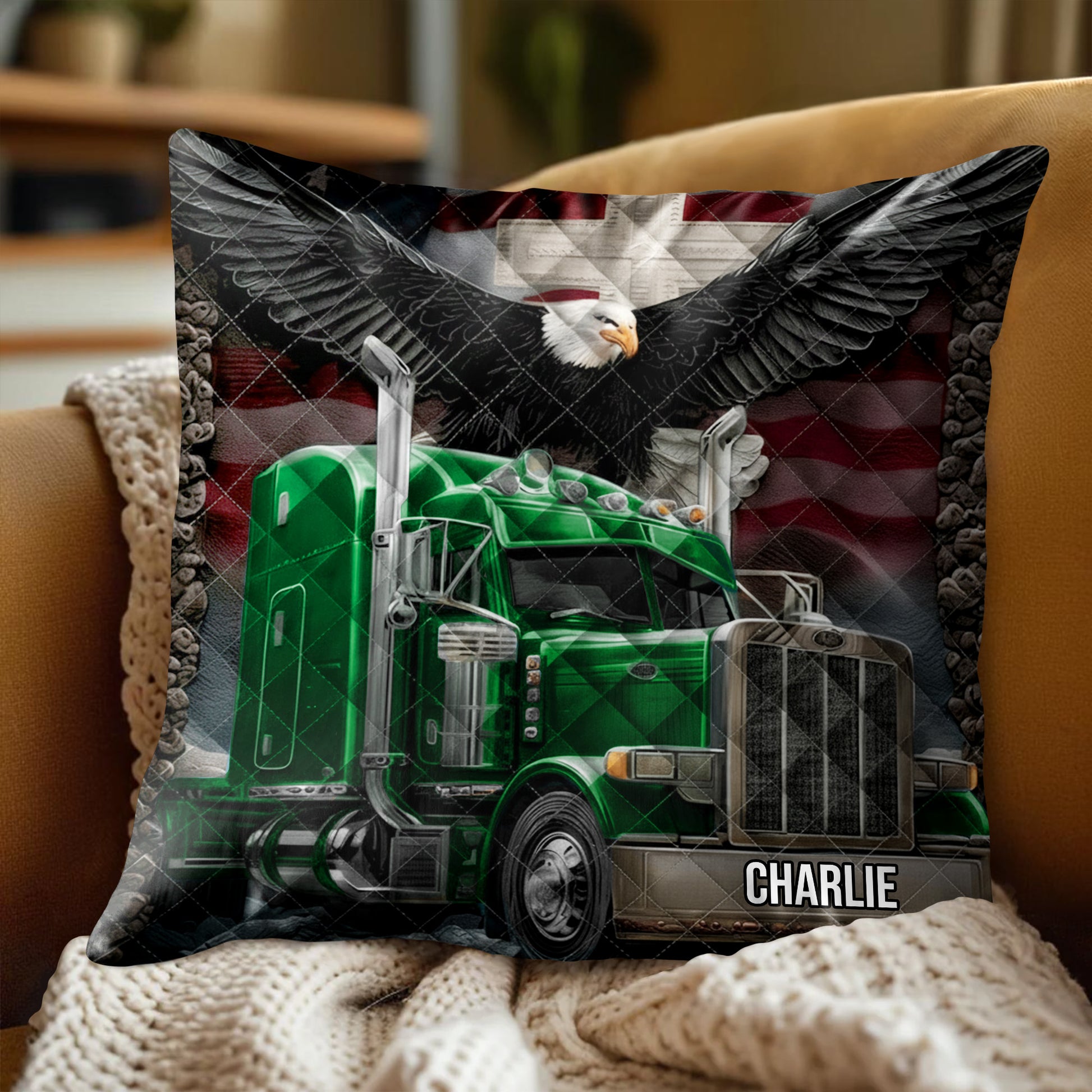 Customize Your Truck and Name With Majestic Eagle and American Flag