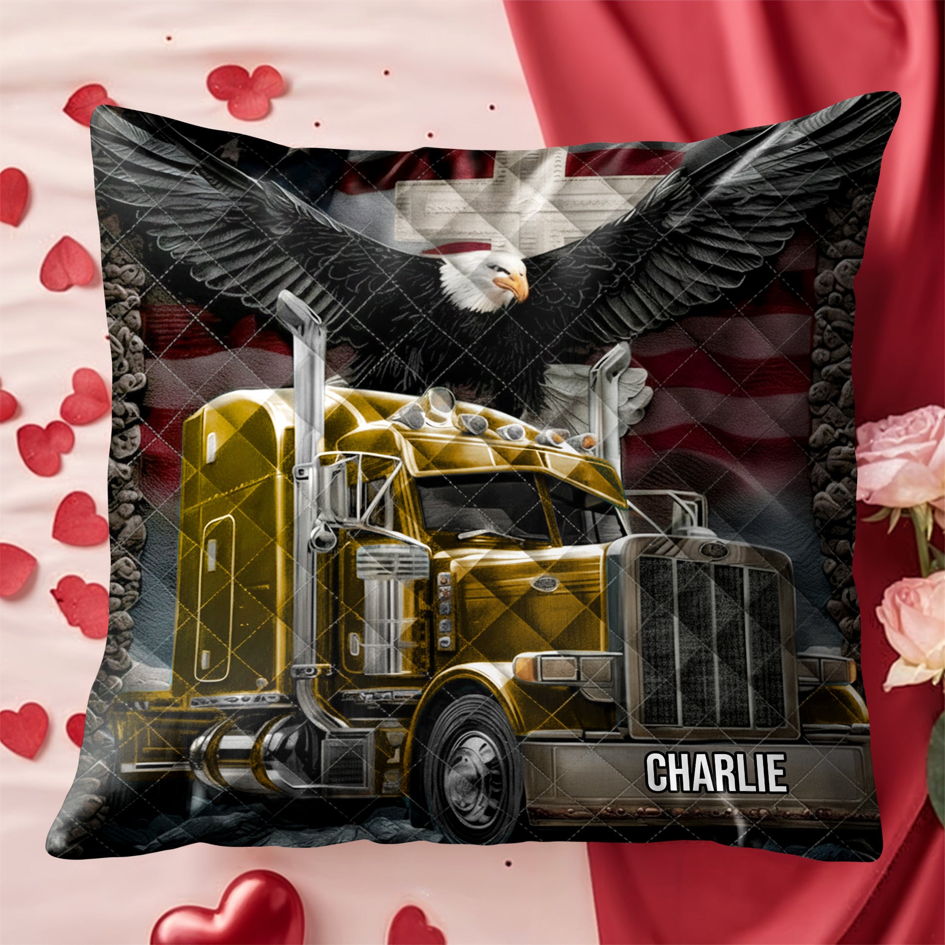 Customize Your Truck and Name With Majestic Eagle and American Flag