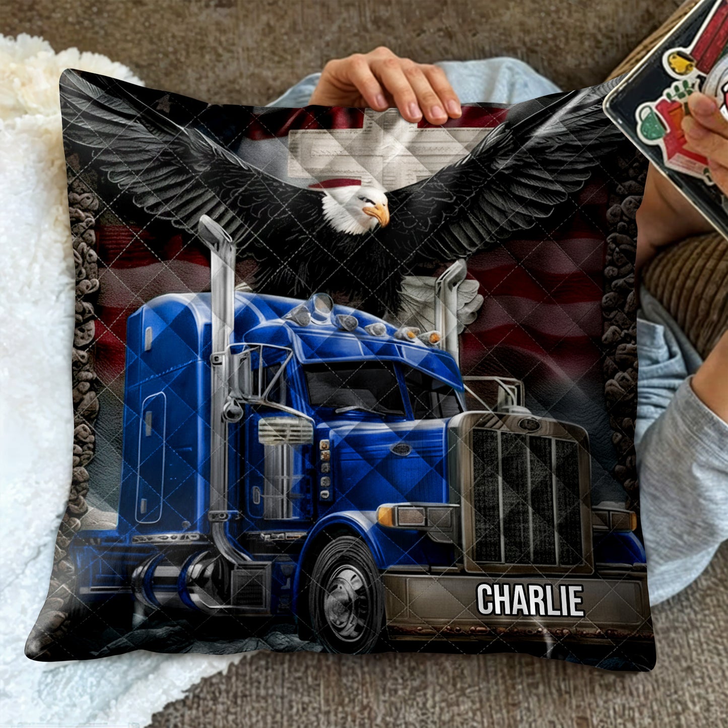 Customize Your Truck and Name With Majestic Eagle and American Flag